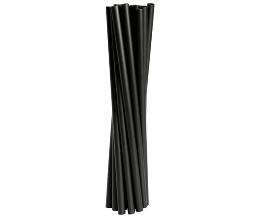 Muovipilli 19cm Ø6mm musta PP uudelleenkäytettävä 250kpl