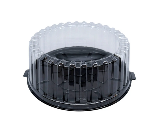 Kakkurasia kannella, PET halkaisija 240mm, kork. 117mm, 1kg, musta alusta, kirkas kansi, 10kpl